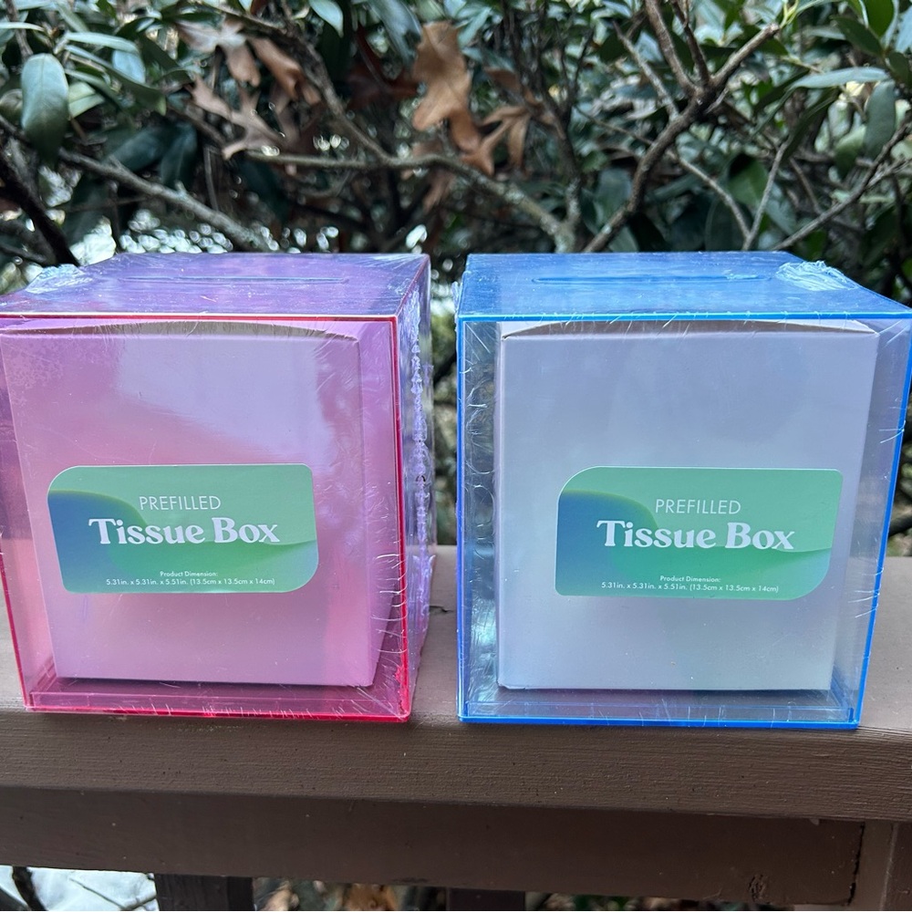 Pink and Blue Prefilled Tissue Boxes